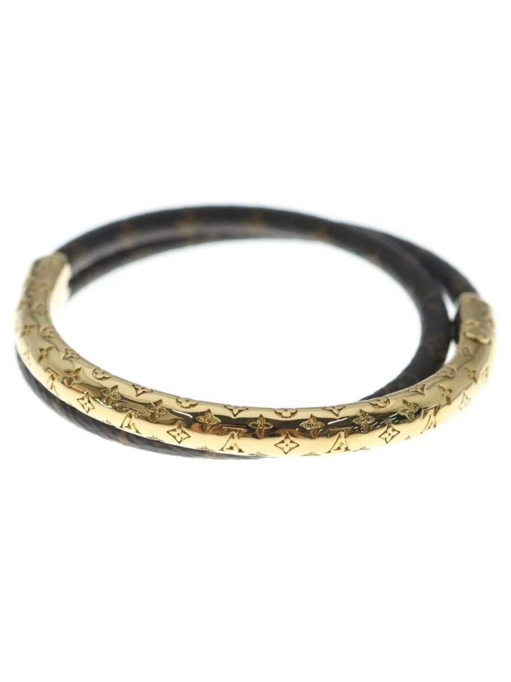 Louis Vuitton Nanogram Twist Bracelet Brown 17 Gold